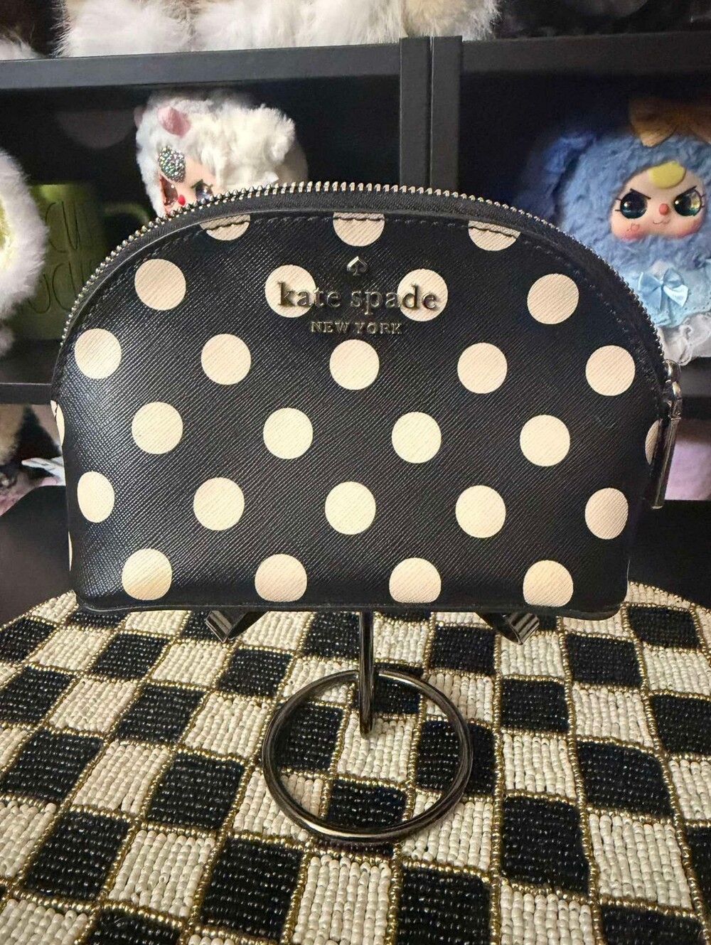 Kate Spade New York Spencer Cabana Dot small dome cosmetic case